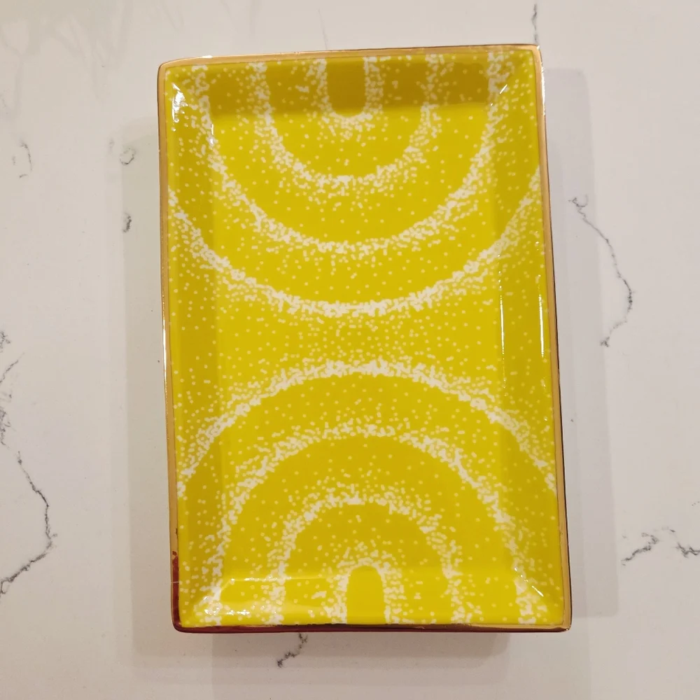 Jonathan Adler Vapor Rectangle Tray Soft Spray Yellow High Fired Porcelain